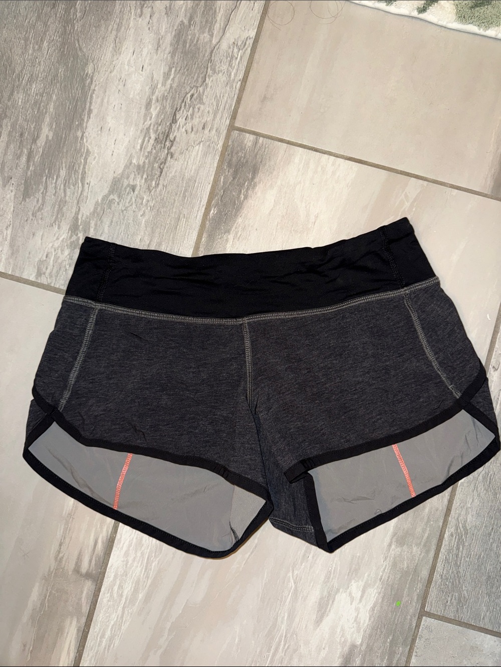 Women's Black Gray Lululemon Shorts with Neon pink accents